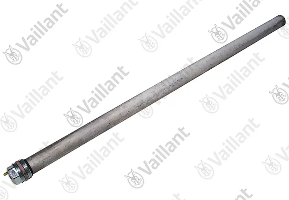 Vaillant-Anode aus Metall, zylindrisch mit Gewinde an einem Ende, zur Verwendung in Warmwassergeräten.